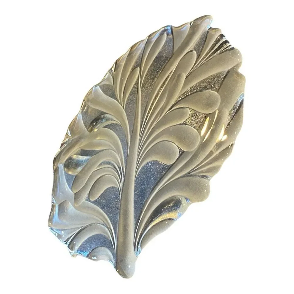 Mikasa Walther Crystal Germany Foliage Tree Trivet Platter 70’s